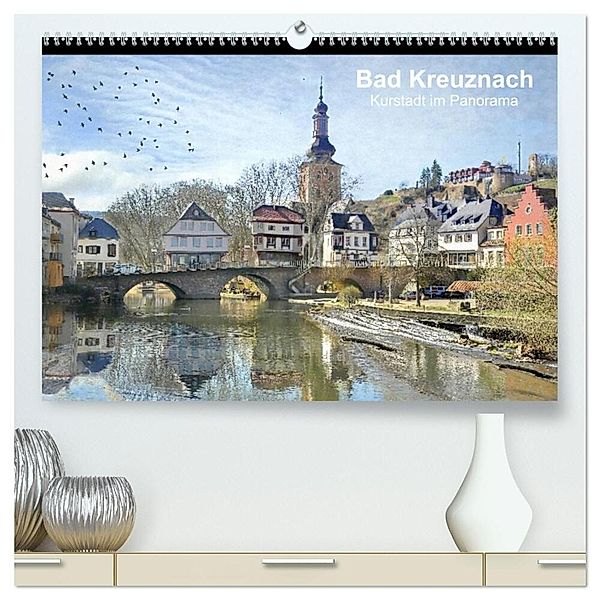 Bad Kreuznach - Kurstadt im Panorama (hochwertiger Premium Wandkalender 2024 DIN A2 quer), Kunstdruck in Hochglanz, Raimund Sauer