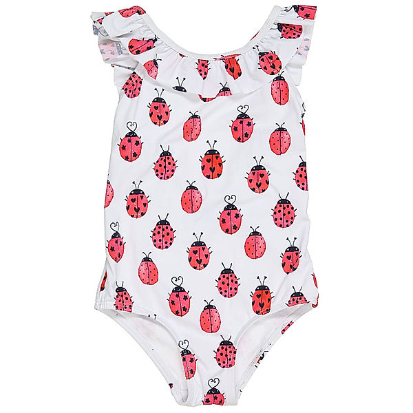 Hatley Badeanzug LOVE BUGS mit Rüschen in weiß/rot