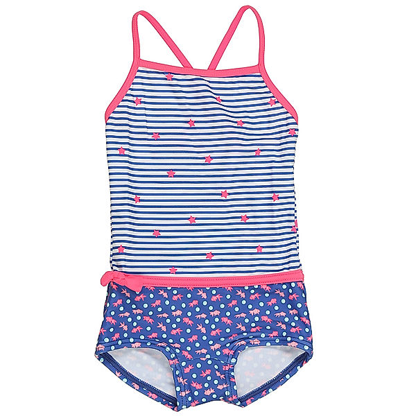 Sanetta Badeanzug NEON STARS gestreift in blau/neon pink