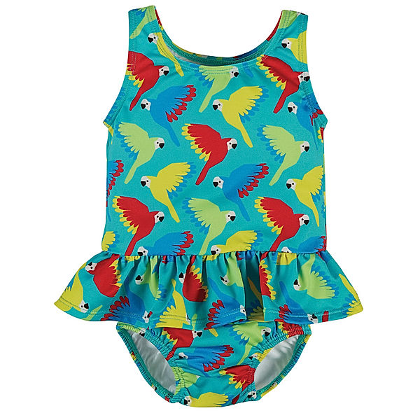 frugi Badeanzug NEWLY NAPPY – PARROTS mit Windeleinsatz in bunt