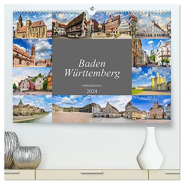 Baden-Württemberg Stadtansichten (hochwertiger Premium Wandkalender 2024 DIN A2 quer), Kunstdruck in Hochglanz, Dirk Meutzner
