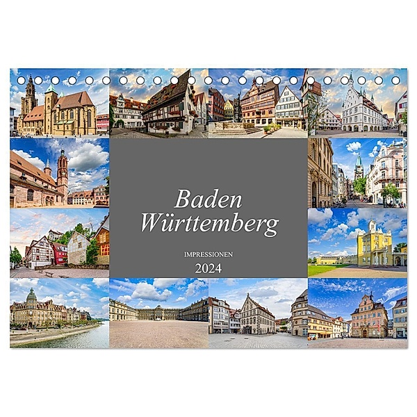 Baden-Württemberg Stadtansichten (Tischkalender 2024 DIN A5 quer), CALVENDO Monatskalender, Dirk Meutzner