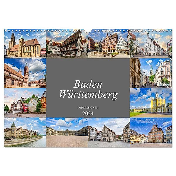 Baden-Württemberg Stadtansichten (Wandkalender 2024 DIN A3 quer), CALVENDO Monatskalender, Dirk Meutzner