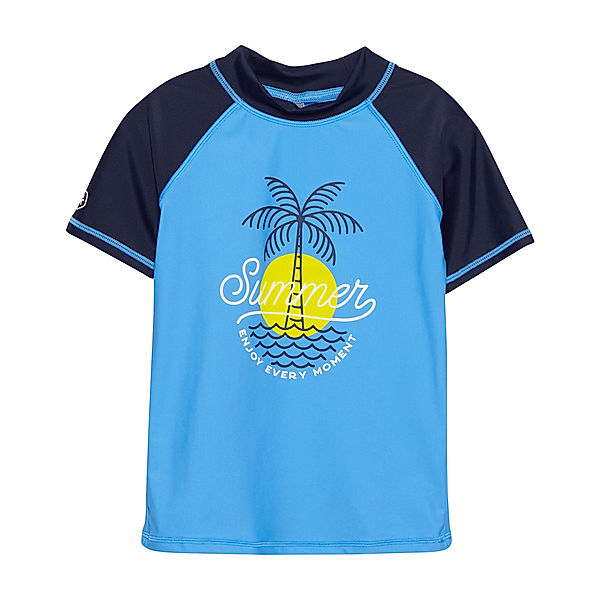 Color Kids Badeshirt SUMMER BEACH in azure blue