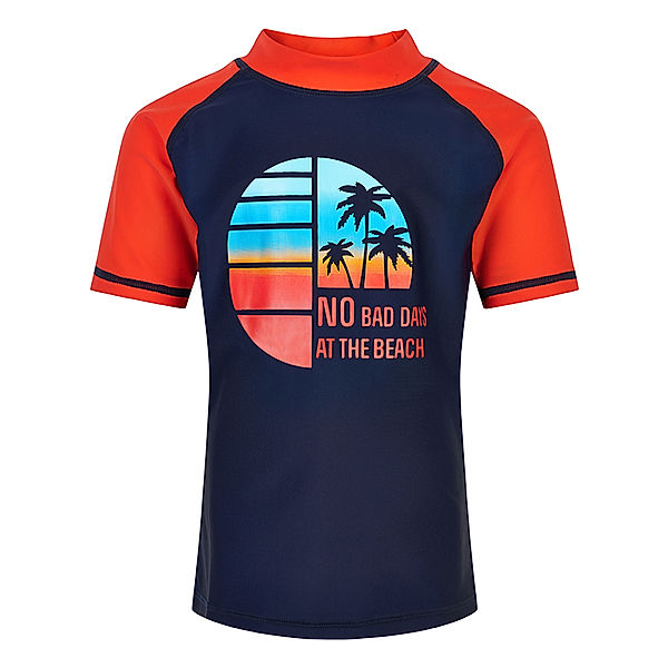 Color Kids Badeshirt THE BEACH in dunkelblau/rot