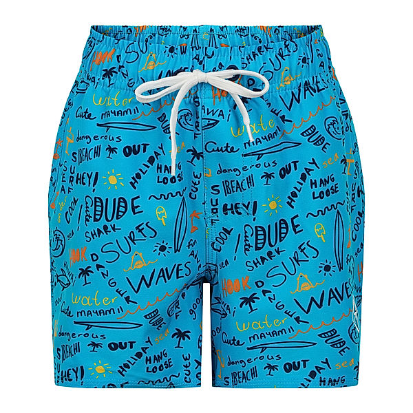 Color Kids Badeshorts DUDE in cyan blue