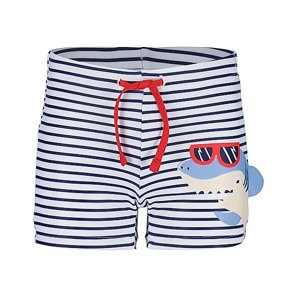 BLUE SEVEN Badeshorts SHARK AND STRIPES in weiss/blau