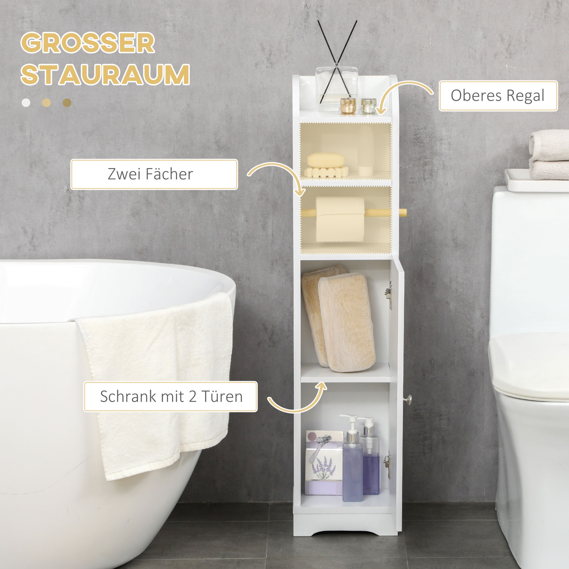 Badezimmerschrank mit Toilettenpapierhalter weiß Farbe: weiß | Weltbild.de