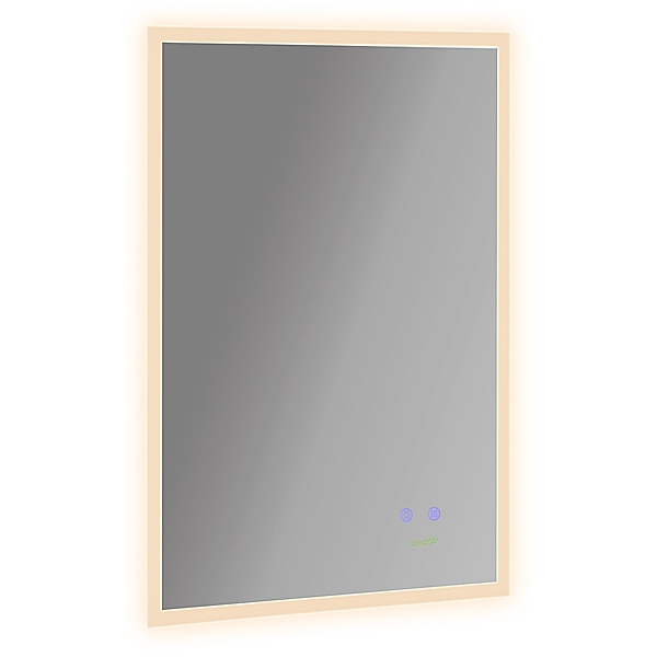 Badezimmerspiegel mit LED Beleuchtung und Entschlagfunktion silber (Farbe: silber)