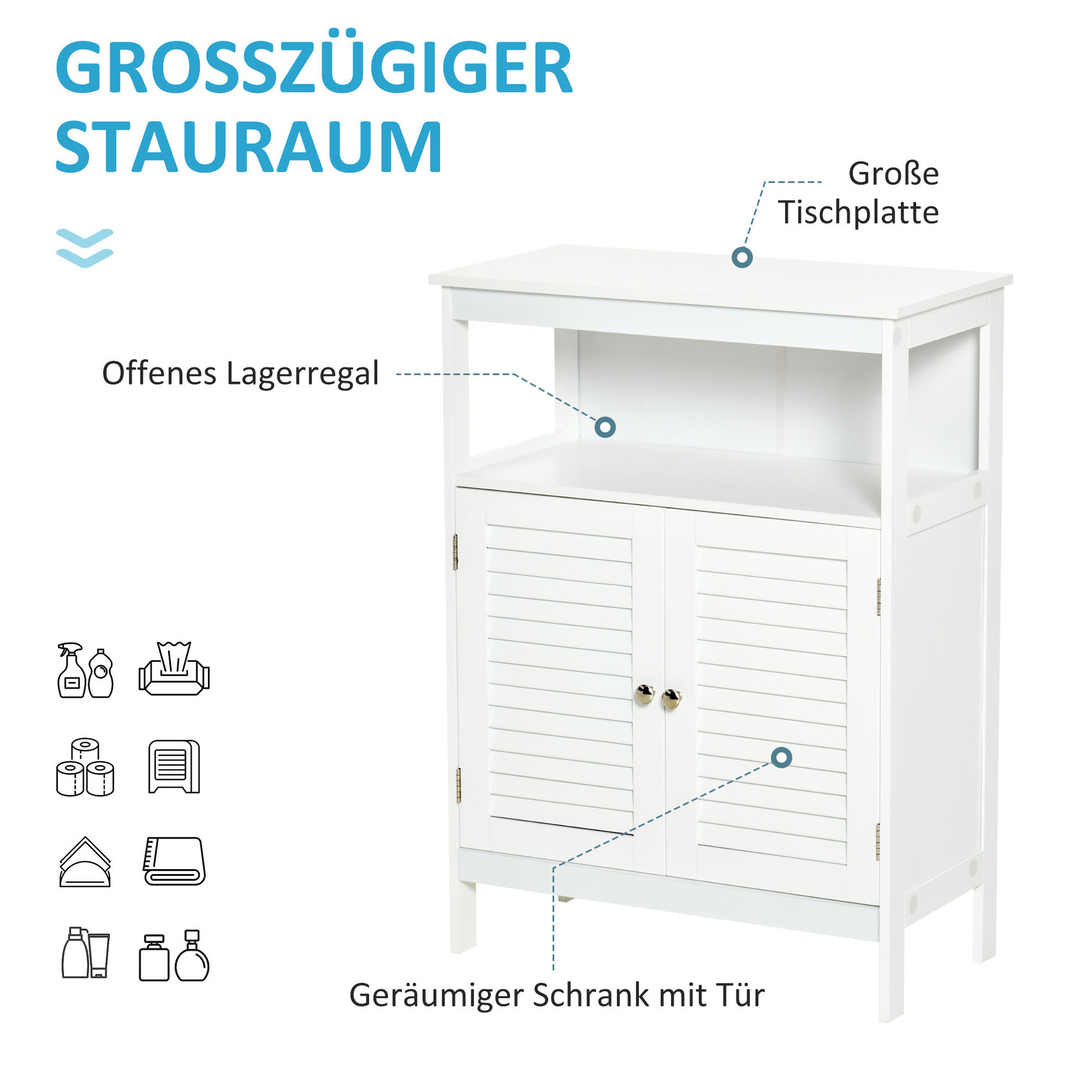 Badschrank Für Badezimmer, Wohn- oder Schlafzimmer, mit viel Stauraum |  Weltbild.de