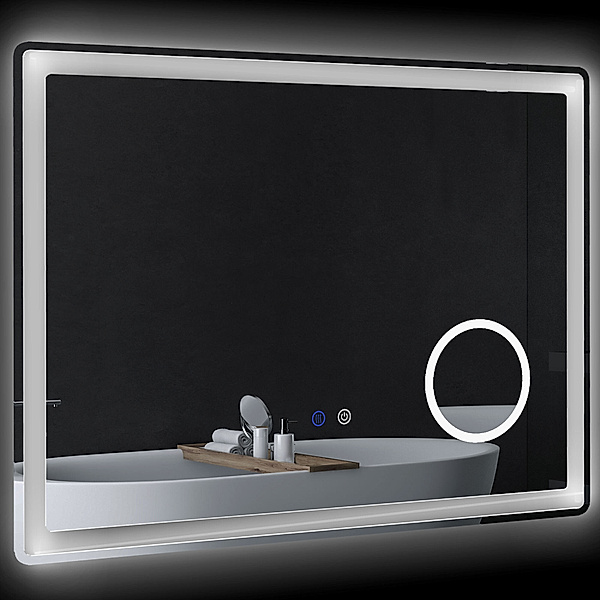Badspiegel mit integriertem dreifach-Vergrößerungsspiegel weiß (Farbe: weiß)