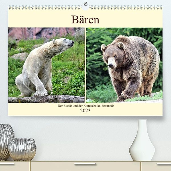 Bären - Der Eisbär und der Kamtschatka-Braunbär (Premium, hochwertiger DIN A2 Wandkalender 2023, Kunstdruck in Hochglanz, Arno Klatt