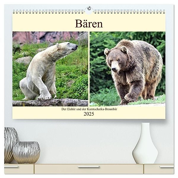 Bären - Der Eisbär und der Kamtschatka-Braunbär (hochwertiger Premium Wandkalender 2025 DIN A2 quer), Kunstdruck in Hochglanz, Calvendo, Arno Klatt