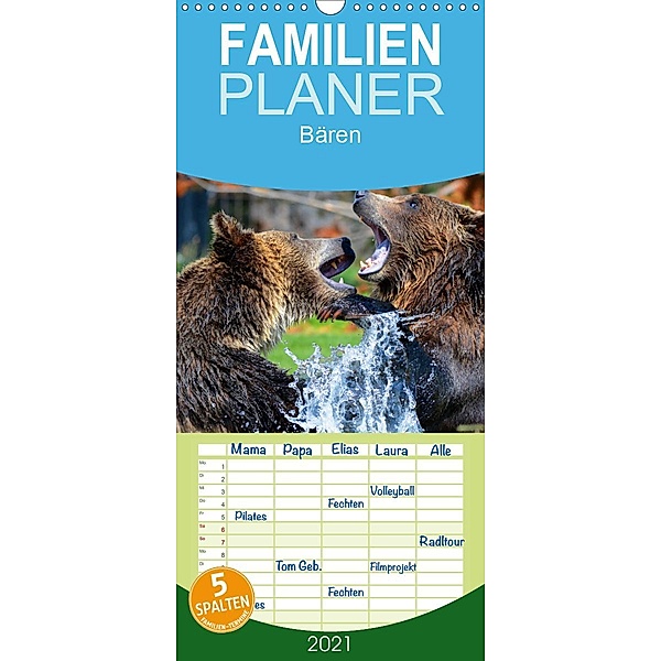 Bären - Familienplaner hoch (Wandkalender 2021 , 21 cm x 45 cm, hoch), Elisabeth Stanzer