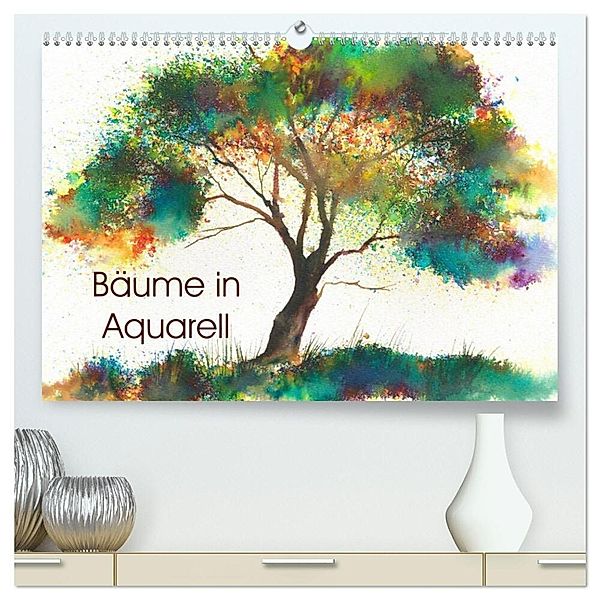 Bäume in Aquarell (hochwertiger Premium Wandkalender 2025 DIN A2 quer), Kunstdruck in Hochglanz, Calvendo, Jitka Krause