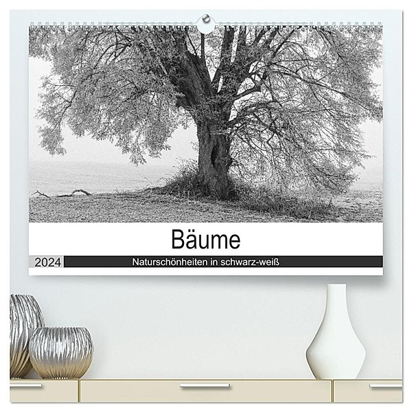 Bäume - Naturschönheiten in schwarz-weiss (hochwertiger Premium Wandkalender 2024 DIN A2 quer), Kunstdruck in Hochglanz, Angelika Beuck