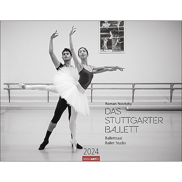 Ballettsaal - Stuttgarter Ballett Kalender 2024. Die ganze Eleganz und Kraft der Tänzer:innen in einem großen Fotokalender. Schwarzweißer Kalender für Tanzbegeisterte. 44x34 cm. Querformat, Ballettsaal - Stuttgarter Ballett Kalender 2024. Die ganze Eleganz und Kraft der Tänzer:innen in einem großen Fotokalend