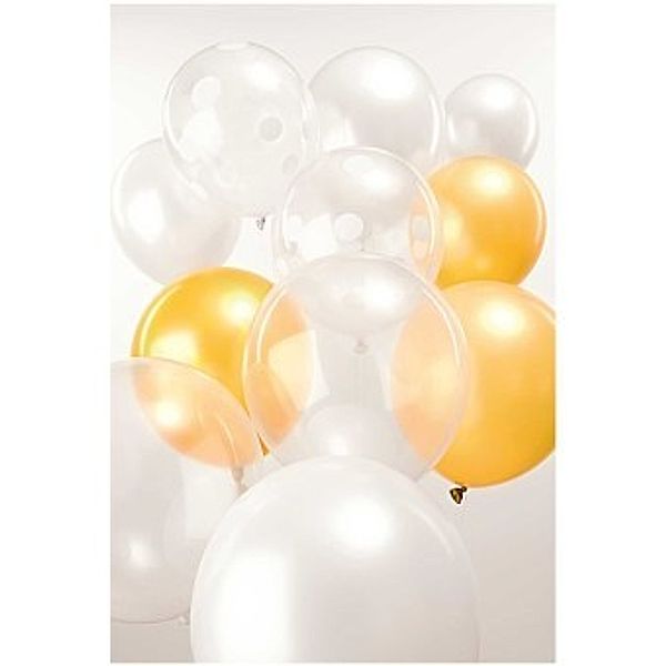 Ballons Mix, Weiss, Gold