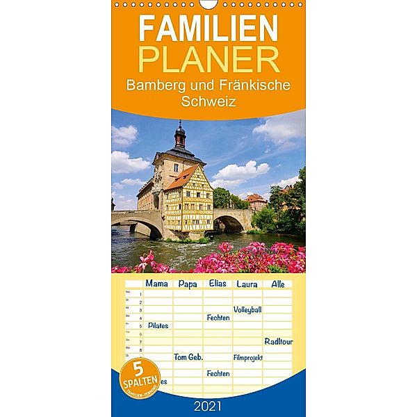 Bamberg und Fränkische Schweiz - Familienplaner hoch (Wandkalender 2021 , 21 cm x 45 cm, hoch), LianeM