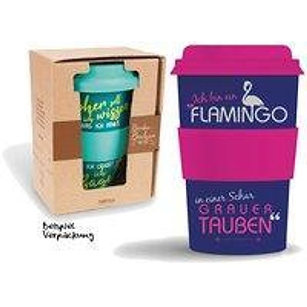 Bamboo Becher to go Ich bin ein Flamingo... 400 ml für Kaf