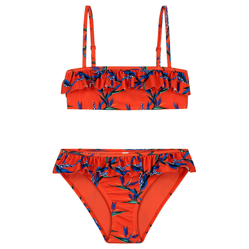 Bandeau-Bikini CRANE FLOWER in orange
