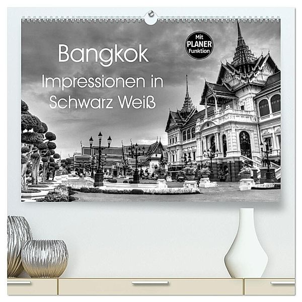 Bangkok Impressionen in Schwarz Weiß (hochwertiger Premium Wandkalender 2024 DIN A2 quer), Kunstdruck in Hochglanz, Ralf Wittstock