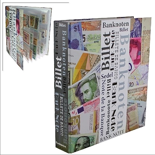 Banknotenalbum Maxi, inkl. 20 Folienblättern für verschiedene Formate Banknoten