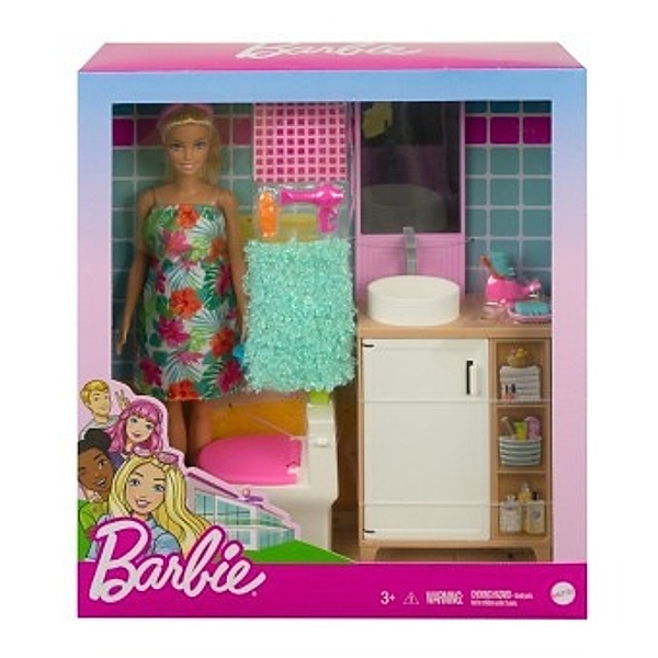 Barbie Badezimmer-Spielset und Puppe
