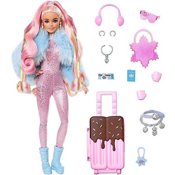 Mattel Barbie Extra Fly Barbie-Puppe mit Winterkleidung