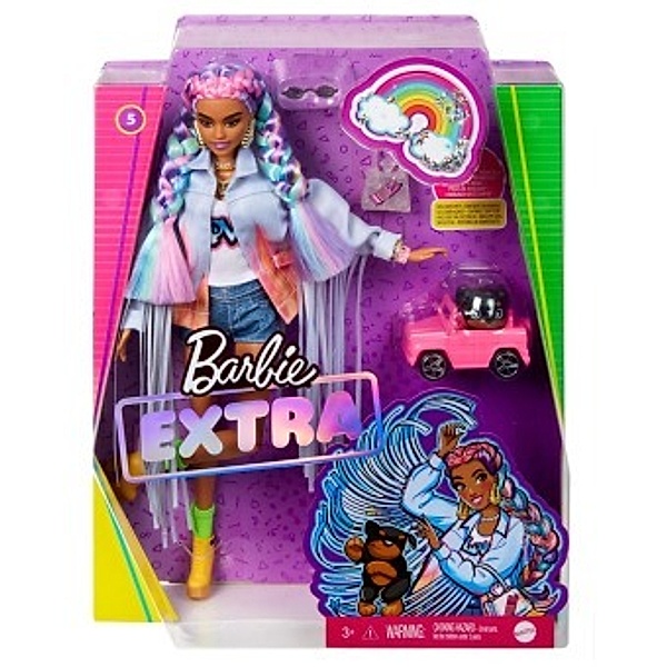 Barbie Extra Puppe mit geflochtenem Regenbogen-Zopf