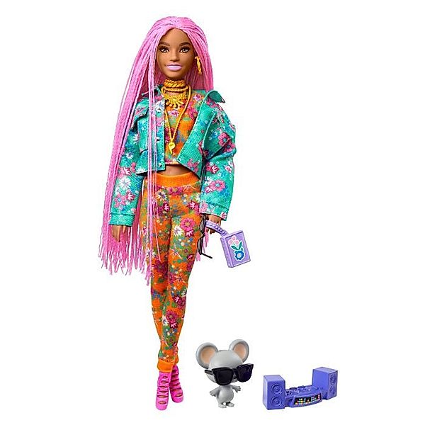 Mattel Barbie Extra Puppe mit pinken Flechtzöpfen