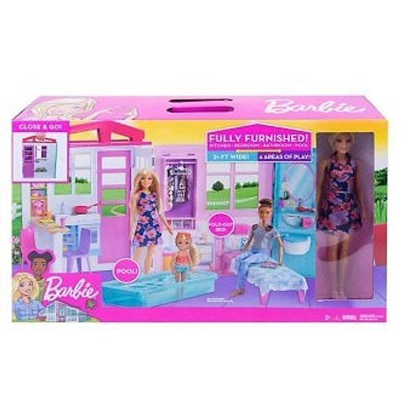Barbie Ferienhaus mit Möbeln und Puppe