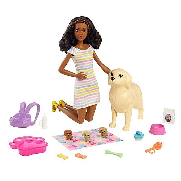 Mattel Barbie Puppe (brünett) mit Hund und Welpen