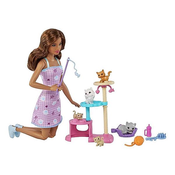 Mattel Barbie-Puppe und Kätzchen Kratzbaum Spielset