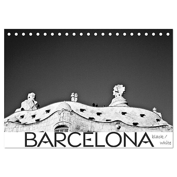 BARCELONA [black/white] (Tischkalender 2024 DIN A5 quer), CALVENDO Monatskalender, D.S photography [Daniel Slusarcik]
