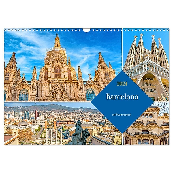 Barcelona - ein Traumreiseziel (Wandkalender 2024 DIN A3 quer), CALVENDO Monatskalender, Nina Schwarze