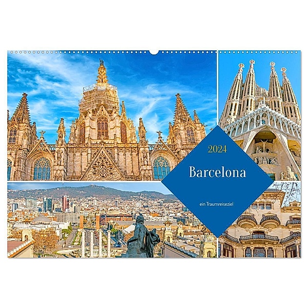 Barcelona - ein Traumreiseziel (Wandkalender 2024 DIN A2 quer), CALVENDO Monatskalender, Nina Schwarze