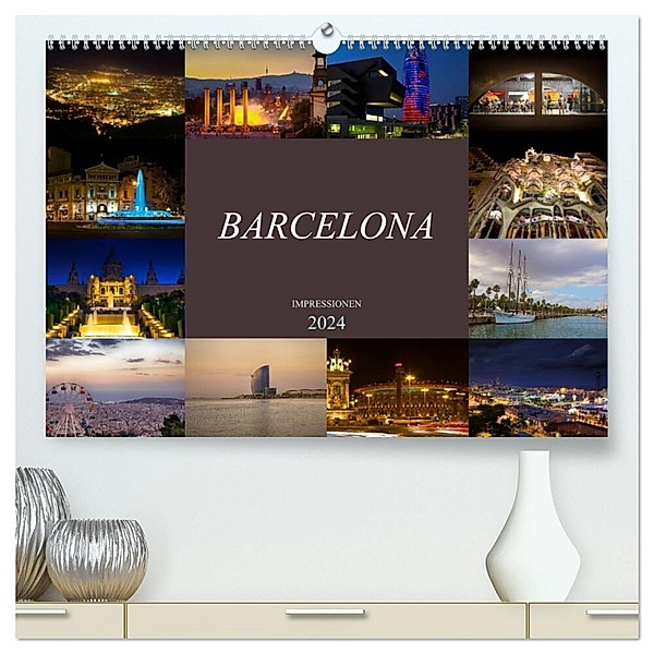 Barcelona Impressionen (hochwertiger Premium Wandkalender 2024 DIN A2 quer), Kunstdruck in Hochglanz, Dirk Meutzner