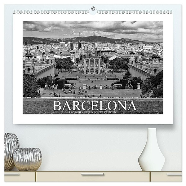 Barcelona Photografien in Schwarz / Weiß (hochwertiger Premium Wandkalender 2024 DIN A2 quer), Kunstdruck in Hochglanz, Dirk Meutzner