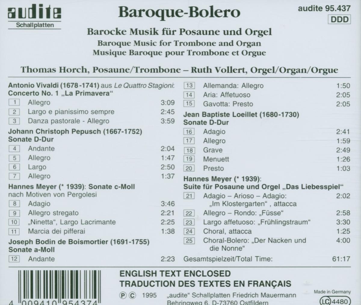 Baroque-Bolero-Musik Für Posaune Und Orgel