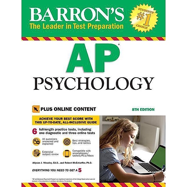 Barron's AP Psychology with Online Tests, Allyson J. Weseley, Robert McEntarffer