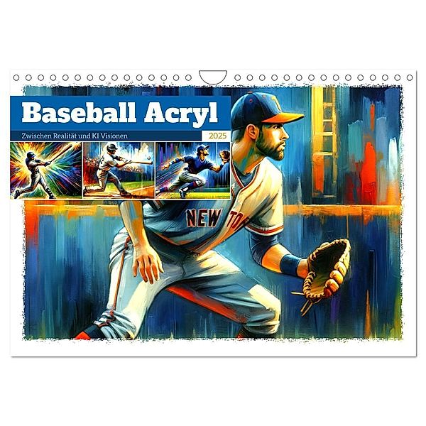 Baseball Acryl - Zwischen Realität und KI Visionen (Wandkalender 2025 DIN A4 quer), CALVENDO Monatskalender, Calvendo, Marco Warstat