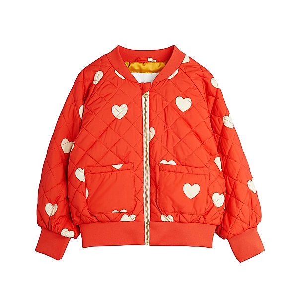 Mini Rodini Baseball-Jacke HEARTS AOP in red