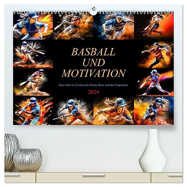 Baseball und Motivation (hochwertiger Premium Wandkalender 2024 DIN A2 quer), Kunstdruck in Hochglanz, Dirk Meutzner