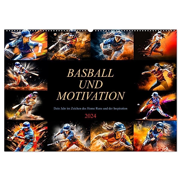 Baseball und Motivation (Wandkalender 2024 DIN A2 quer), CALVENDO Monatskalender, Dirk Meutzner