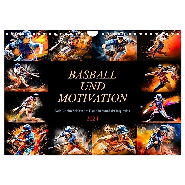 Baseball und Motivation (Wandkalender 2024 DIN A4 quer), CALVENDO Monatskalender, Dirk Meutzner
