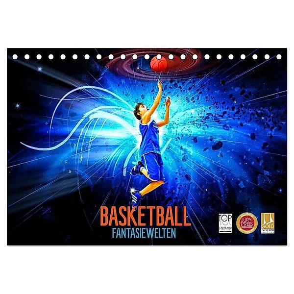 Basketball Fantasiewelten (Tischkalender 2024 DIN A5 quer), CALVENDO Monatskalender, Dirk Meutzner