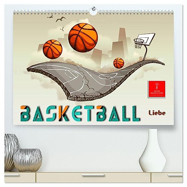 Basketball Liebe (hochwertiger Premium Wandkalender 2024 DIN A2 quer), Kunstdruck in Hochglanz, Peter Roder