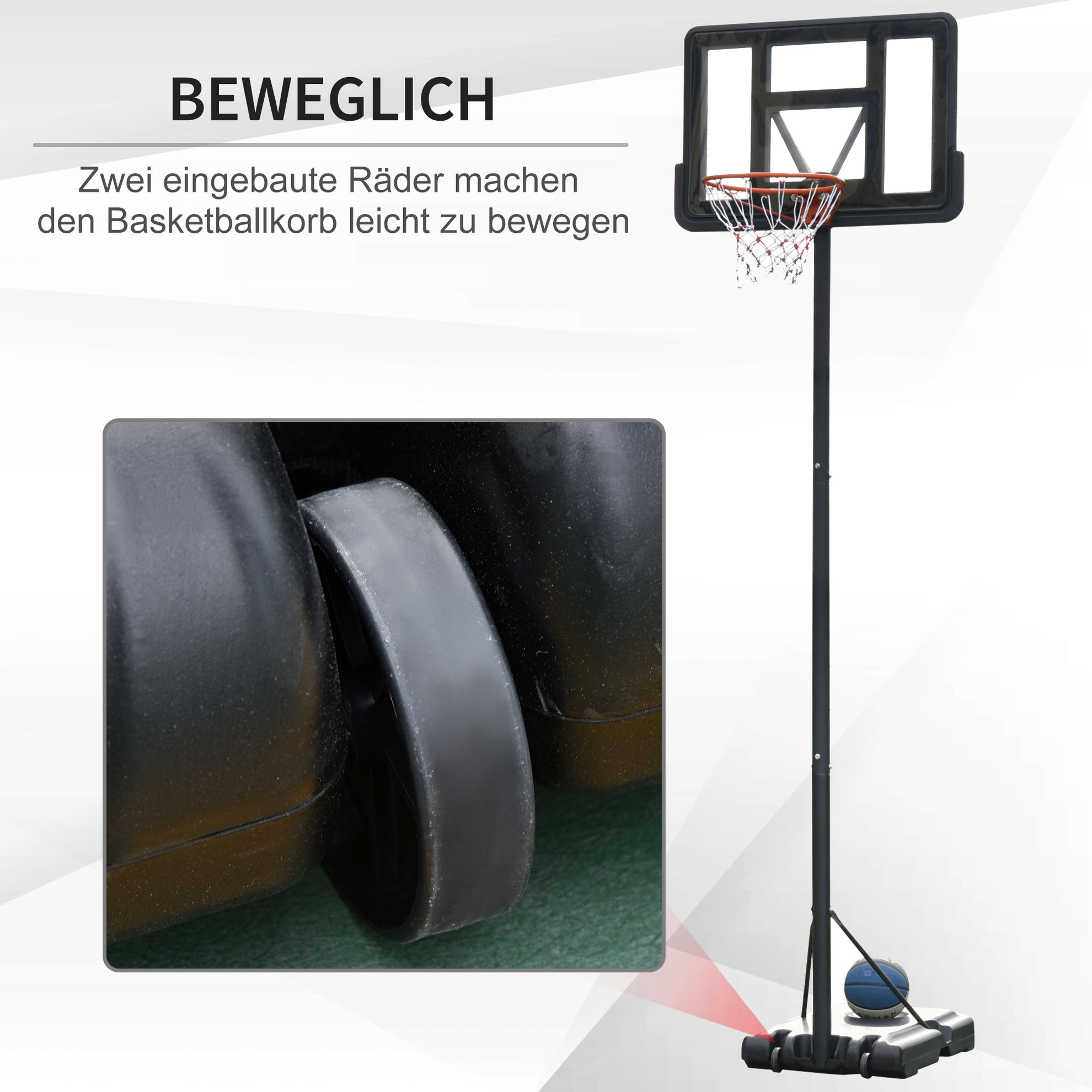 Basketballständer Verstellbare Höhe, geeignet für Erwachsene, der Korb  besteht aus Nylonnetz und transparenter PVC-Platte online kaufen - Orbisana