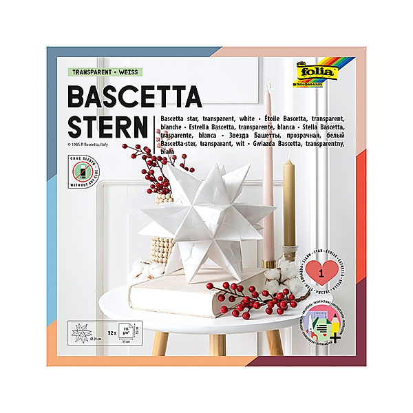 folia Bastel-Set BASCETTA-STERN (20cm) 32-teilig in weiss